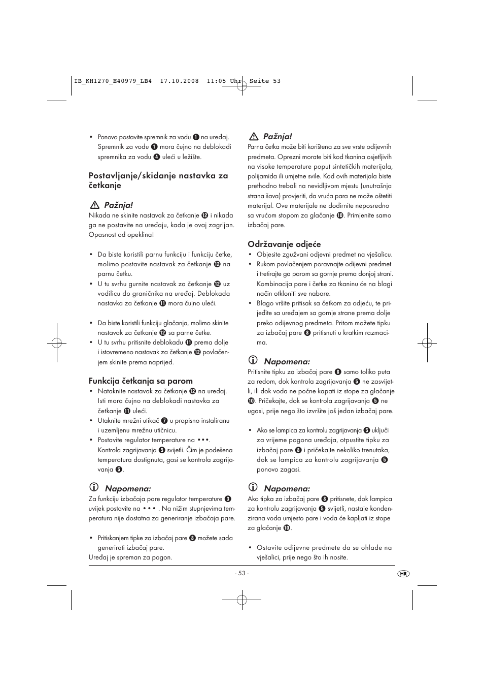 Kompernass STEAM BRUSH KH1270-06/08-V6 User Manual | Page 55 / 66