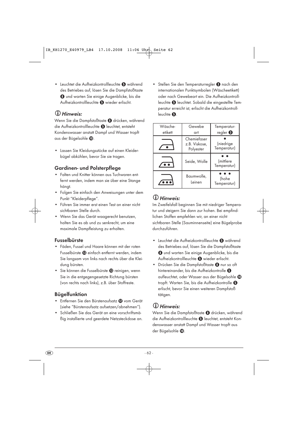 Kompernass STEAM BRUSH KH1270-06/08-V6 User Manual | Page 64 / 66