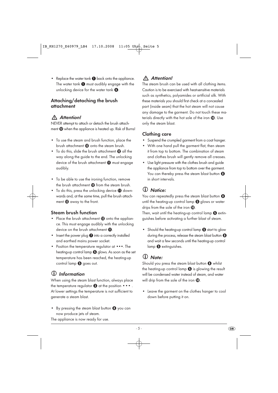 Kompernass STEAM BRUSH KH1270-06/08-V6 User Manual | Page 7 / 66