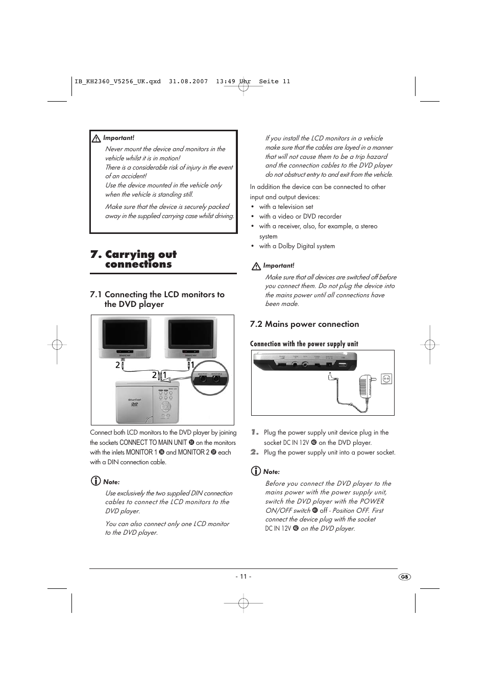 Carrying out connections | Kompernass KH 2360 User Manual | Page 13 / 42