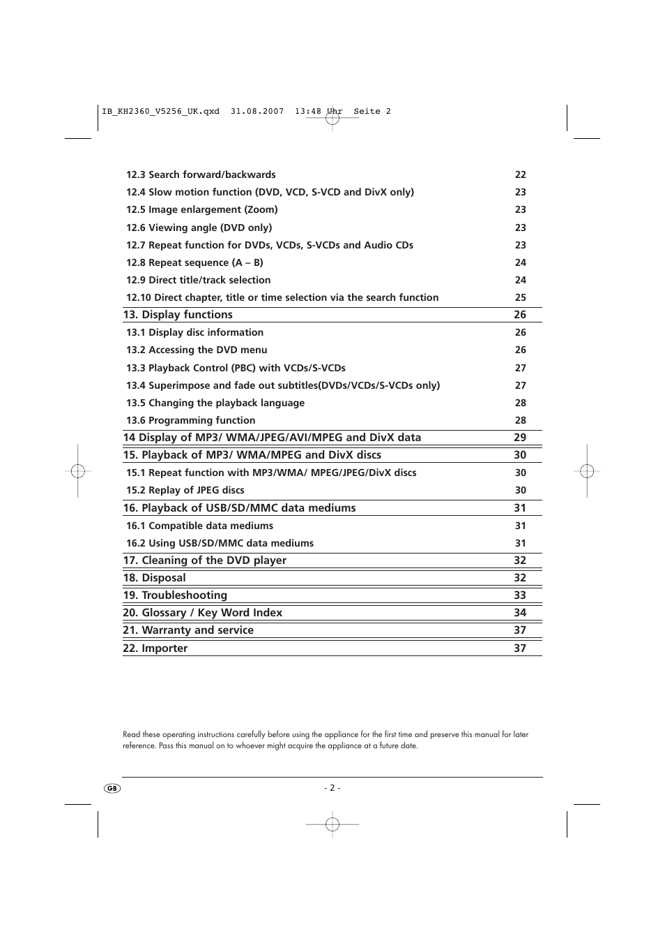 Kompernass KH 2360 User Manual | Page 4 / 42