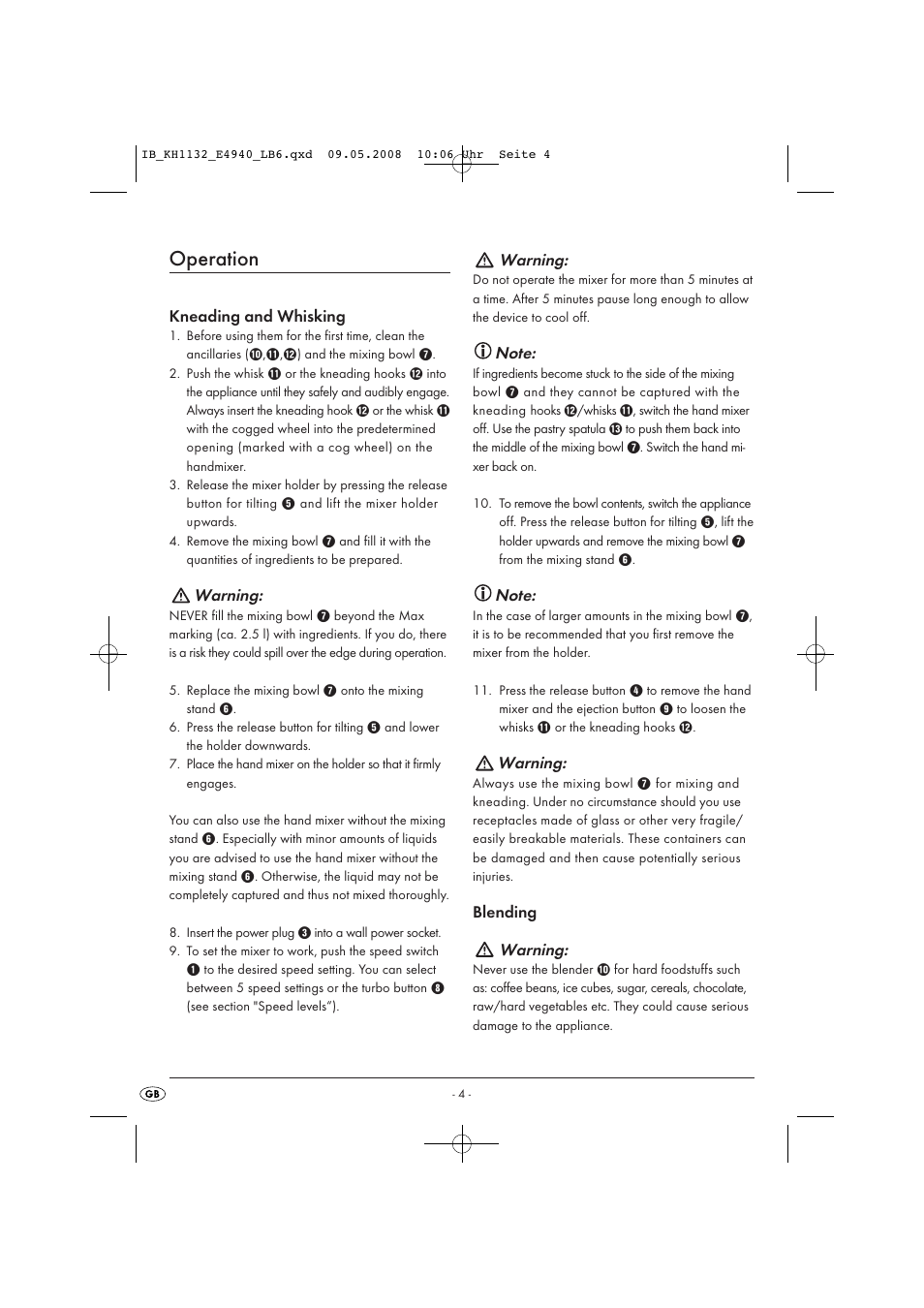 Operation | Kompernass KH1132 User Manual | Page 6 / 9