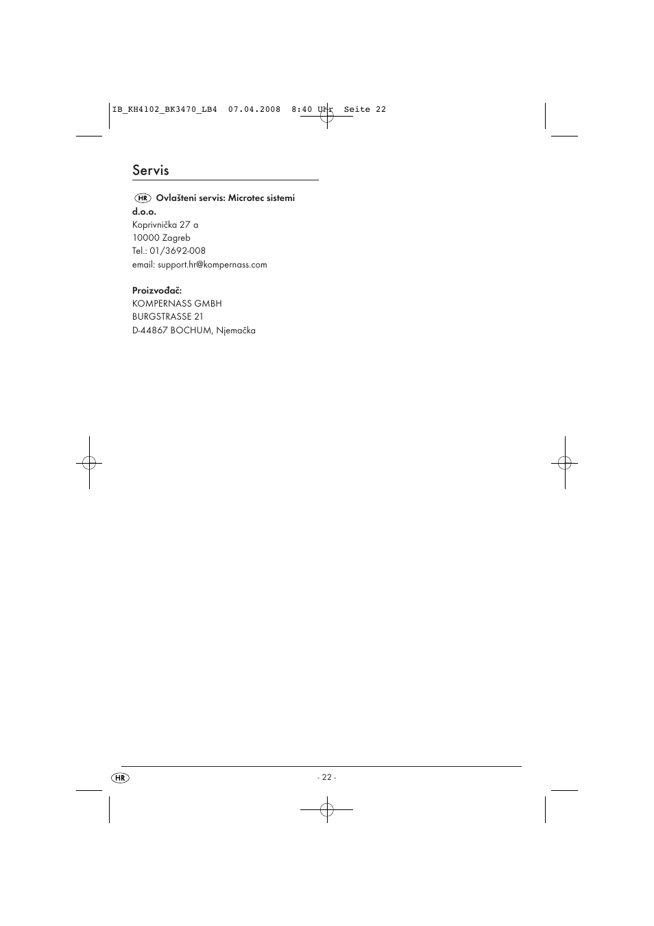 Servis | Kompernass KH4102-03/08-V1 User Manual | Page 24 / 27