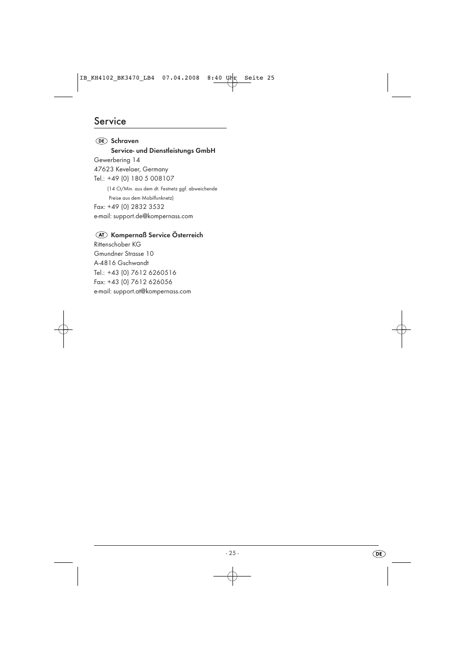 Service | Kompernass KH4102-03/08-V1 User Manual | Page 27 / 27