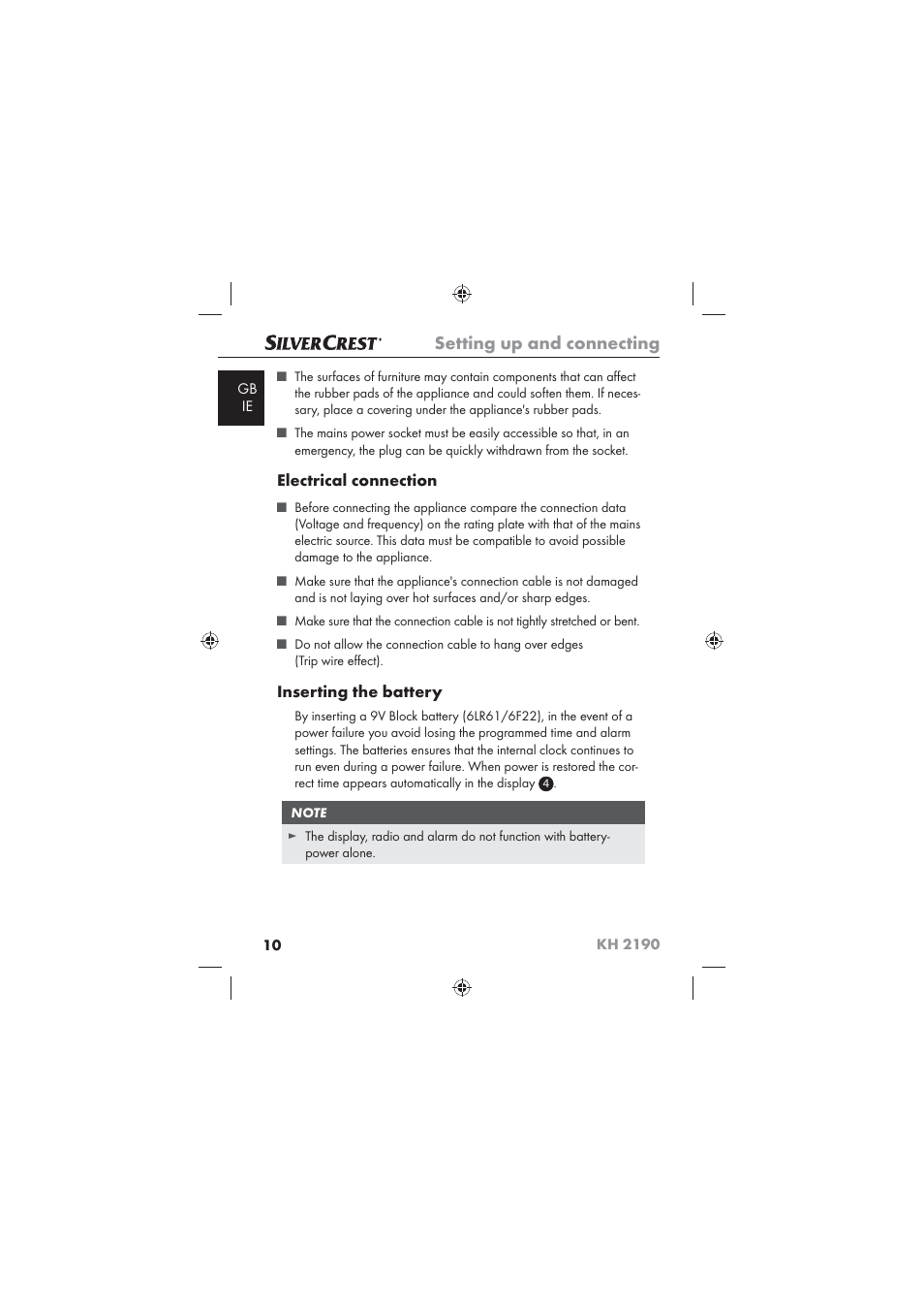 Setting up and connecting | Kompernass KH 2190 User Manual | Page 12 / 24