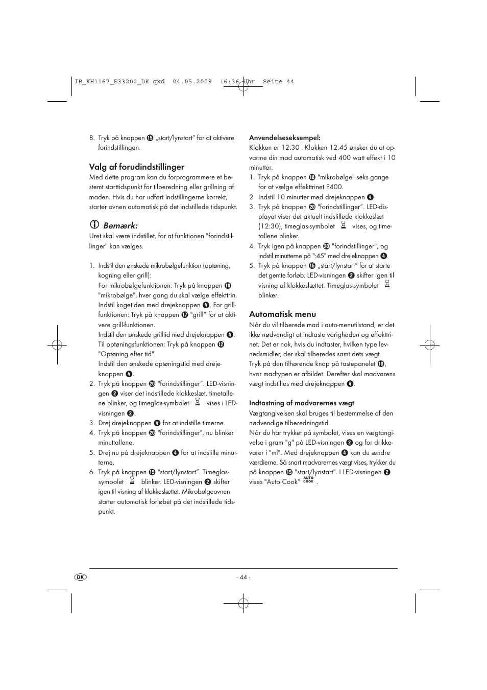 Bemærk | Kompernass KH 1167 User Manual | Page 46 / 65
