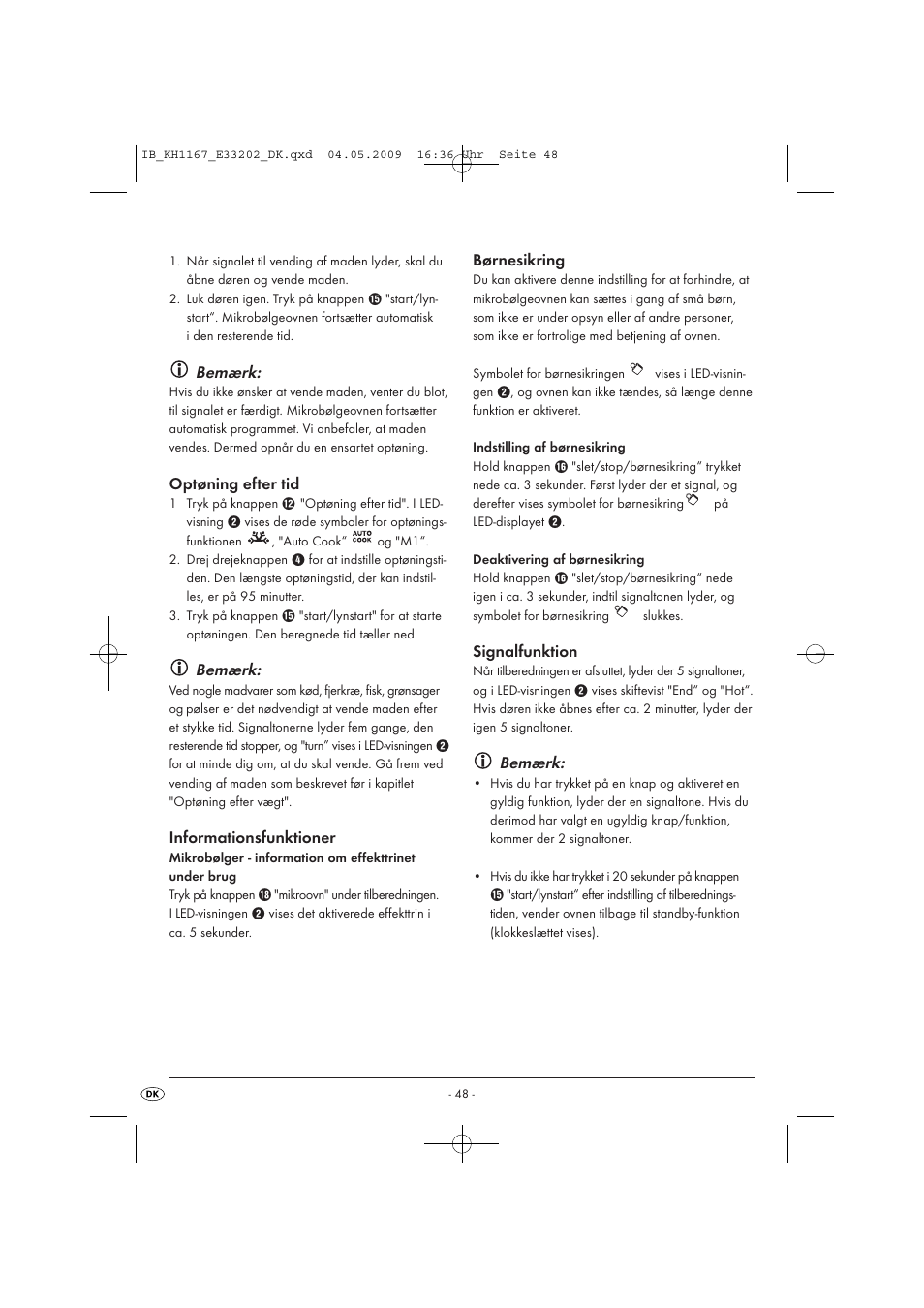 Bemærk | Kompernass KH 1167 User Manual | Page 50 / 65