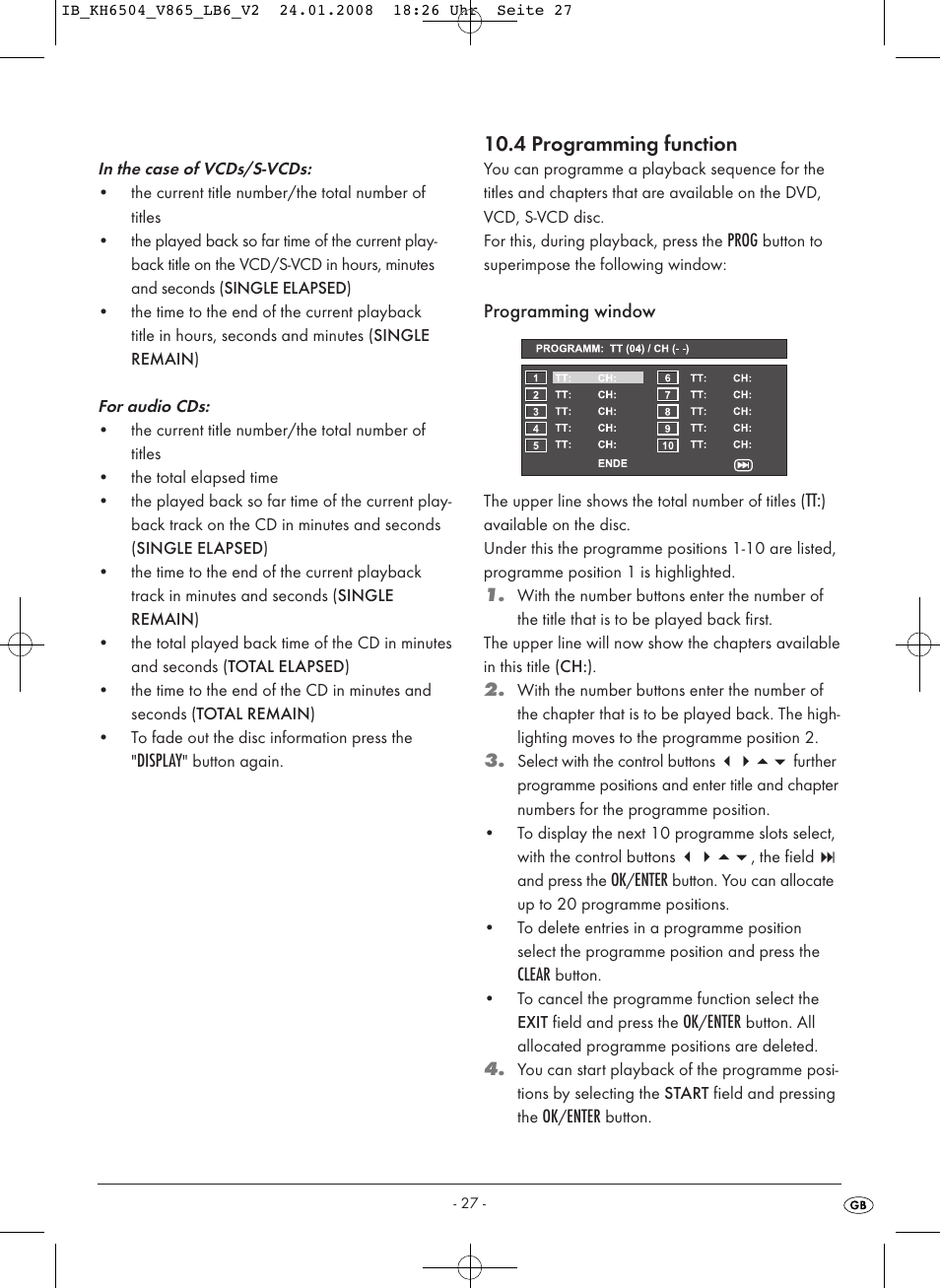 4 programming function | Kompernass KH 6504 User Manual | Page 29 / 41