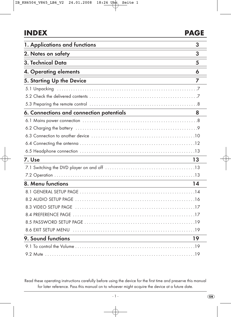 Index page | Kompernass KH 6504 User Manual | Page 3 / 41