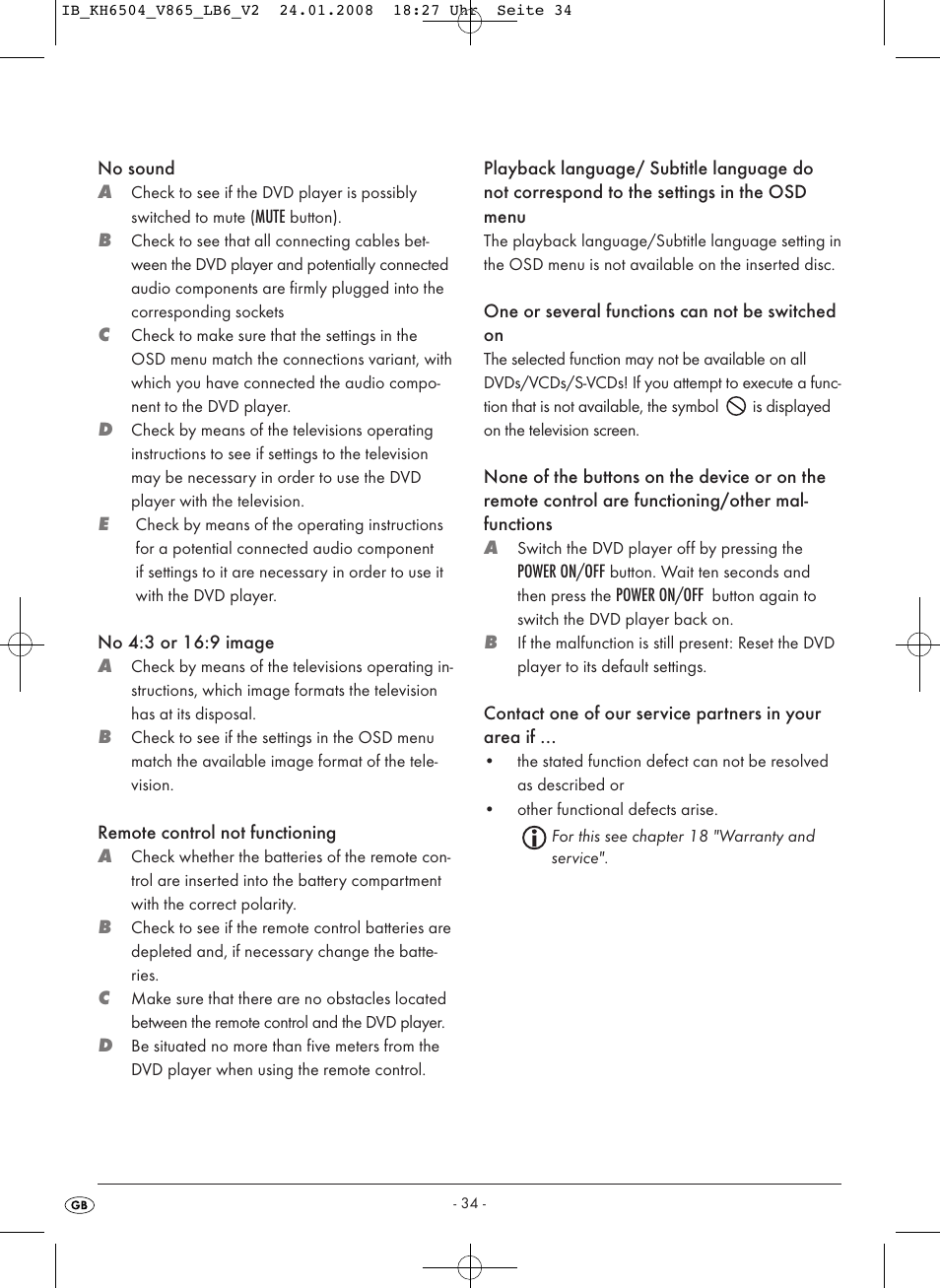 Kompernass KH 6504 User Manual | Page 36 / 41