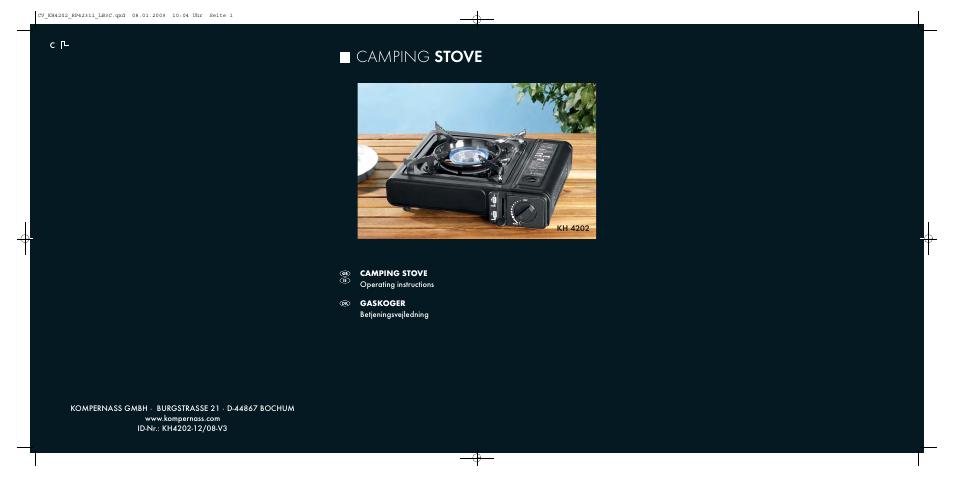 Kompernass CAMPING STOVE KH4202 User Manual | 17 pages