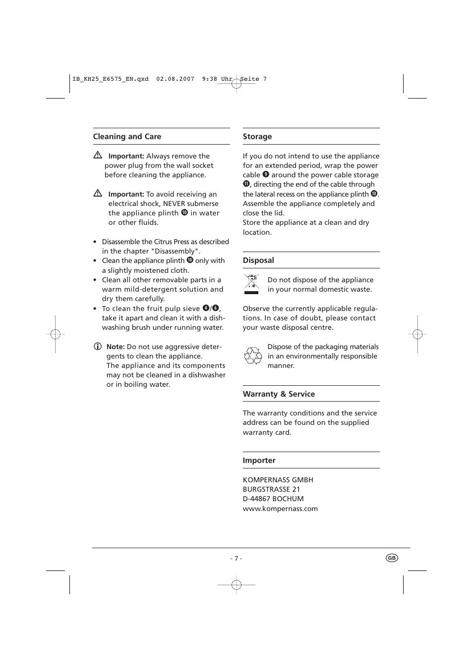 Kompernass D-44867 User Manual | Page 9 / 9