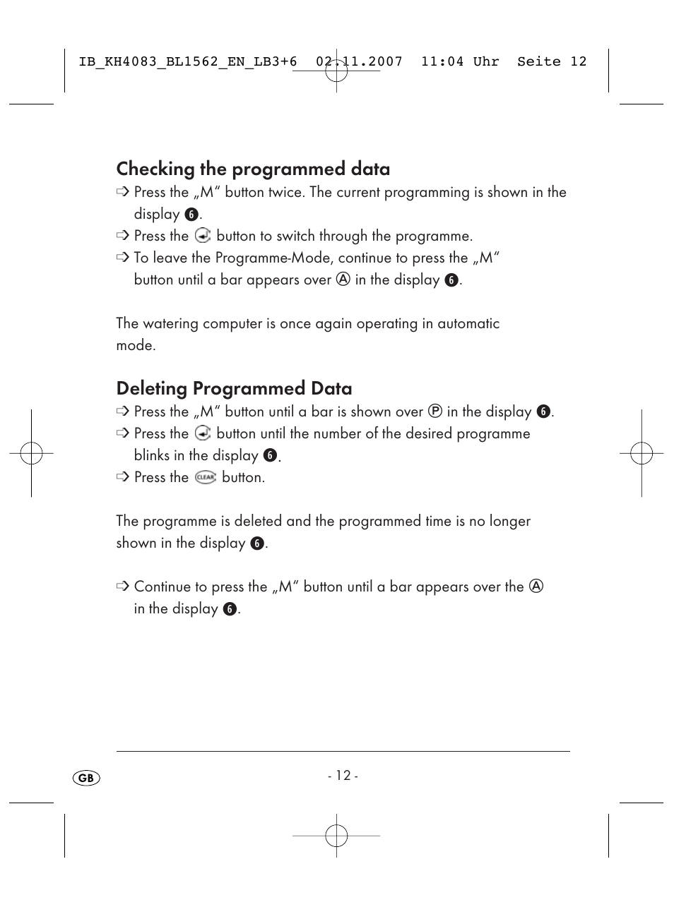 Checking the programmed data, Deleting programmed data | Kompernass KH 4083 User Manual | Page 14 / 38