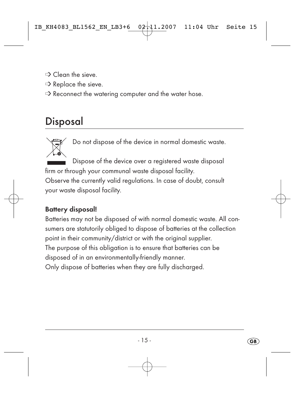 Disposal | Kompernass KH 4083 User Manual | Page 17 / 38