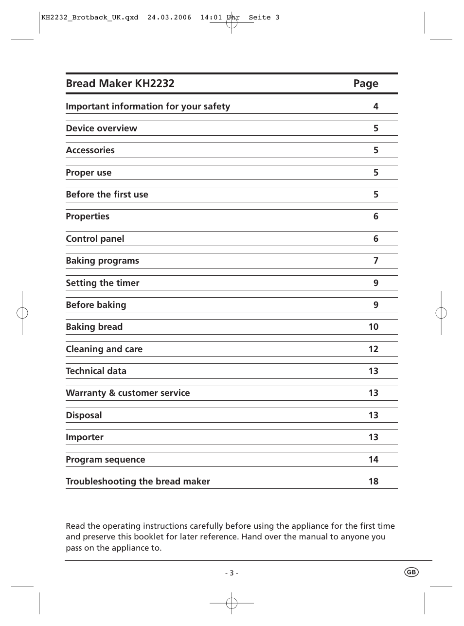 Bread maker kh2232 page | Kompernass KH 2232 User Manual | Page 5 / 20
