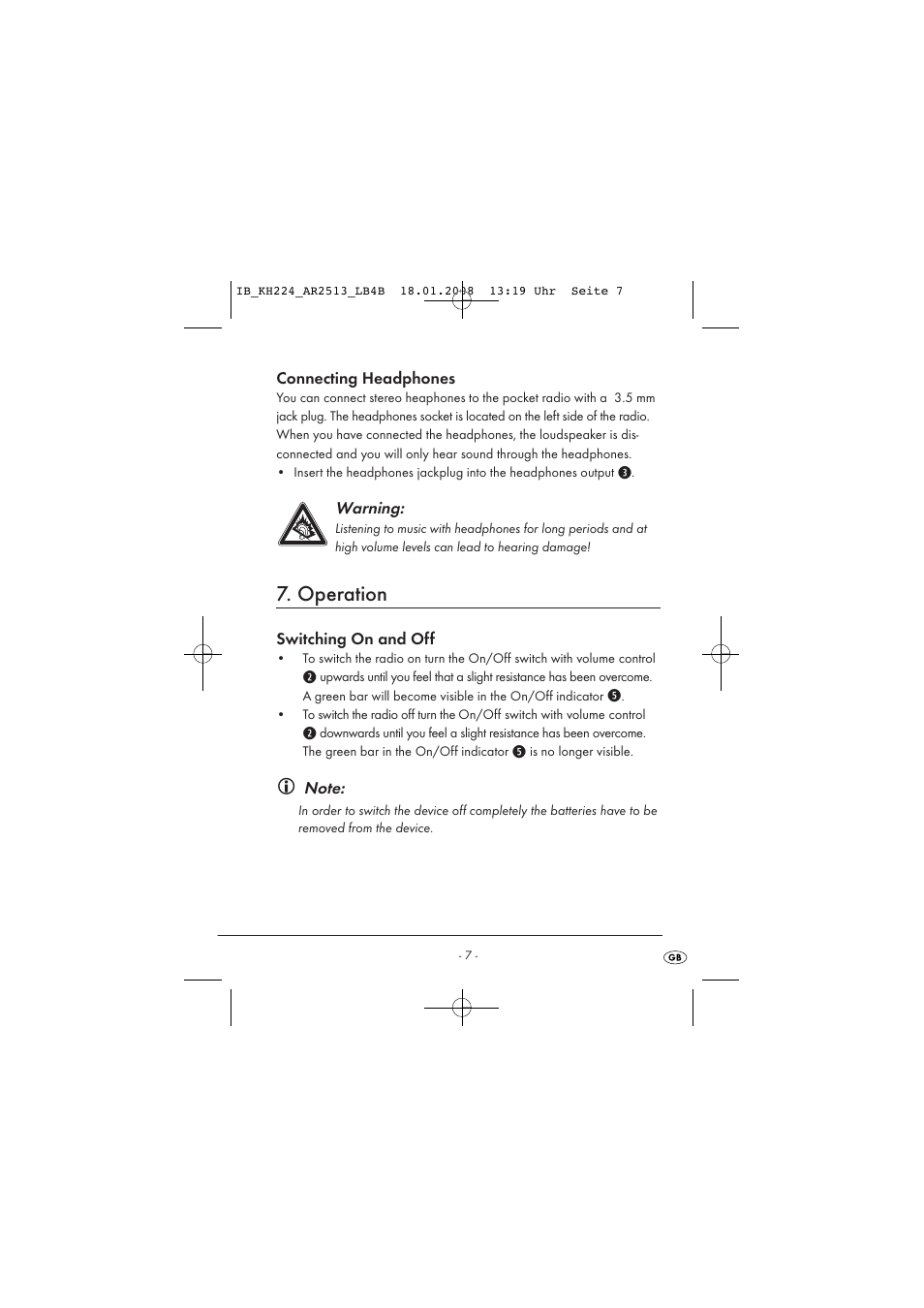 Operation | Kompernass KH224-1/08-V2 User Manual | Page 11 / 26