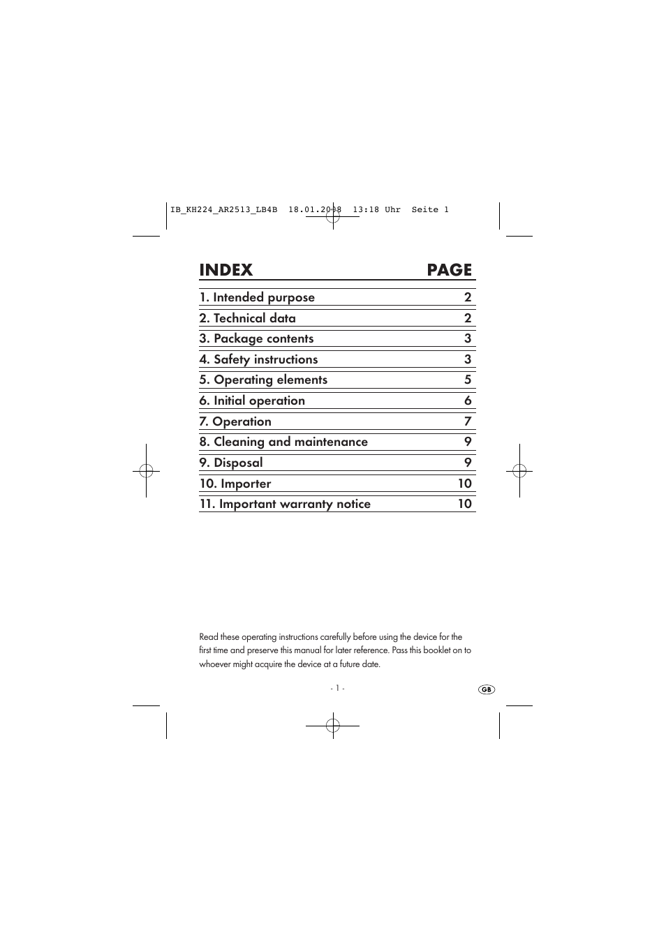 Index page | Kompernass KH224-1/08-V2 User Manual | Page 5 / 26