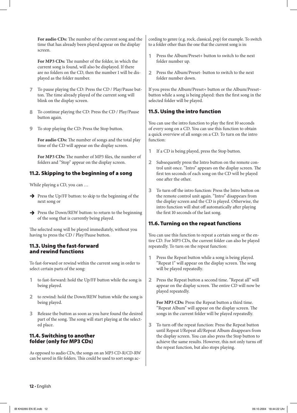 Kompernass KH 2265 User Manual | Page 12 / 22