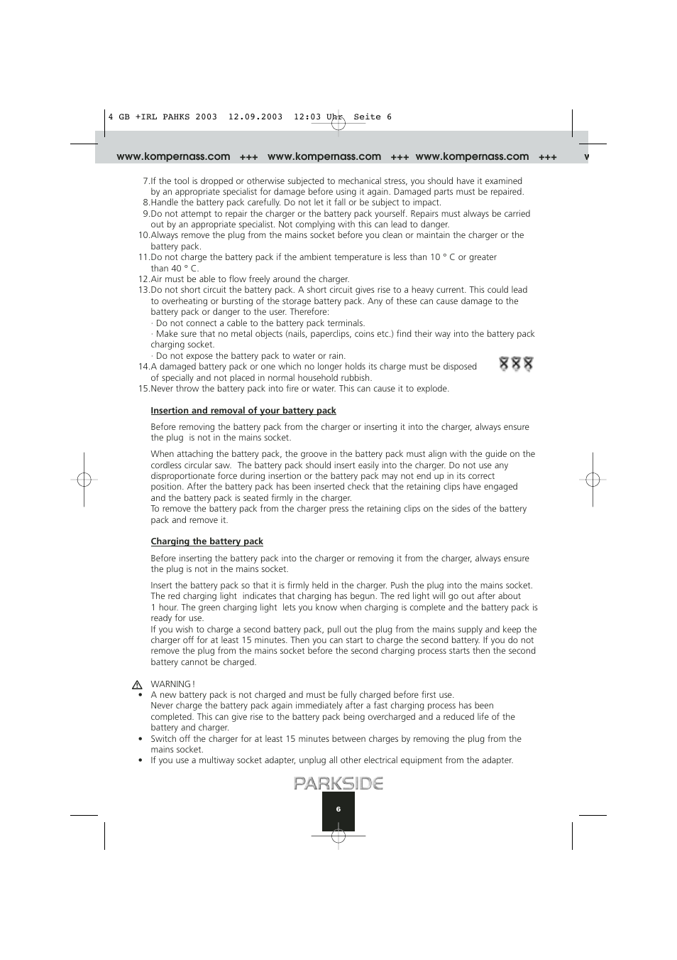 Kompernass PAHKS 18V User Manual | Page 6 / 10