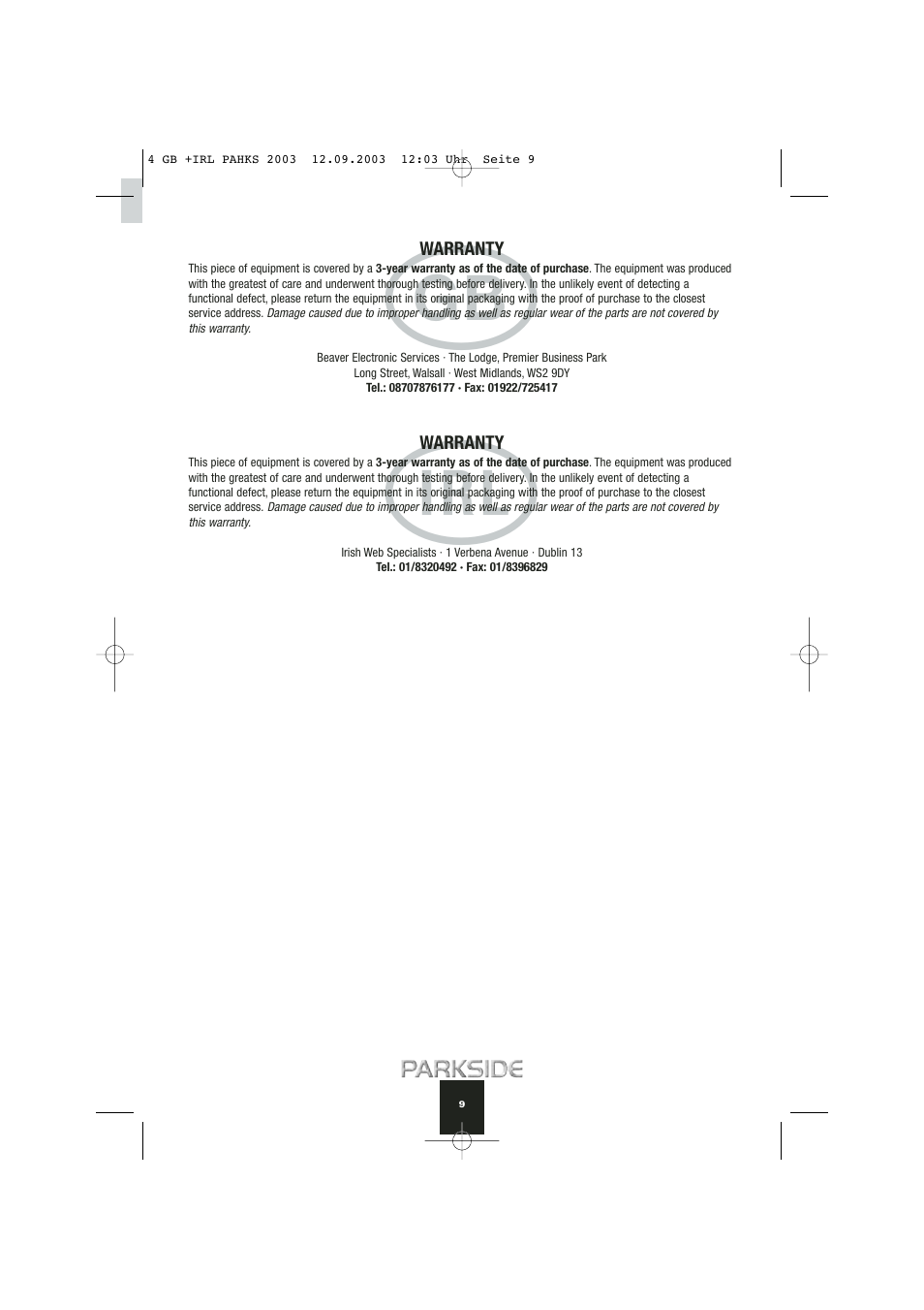 Kompernass PAHKS 18V User Manual | Page 9 / 10