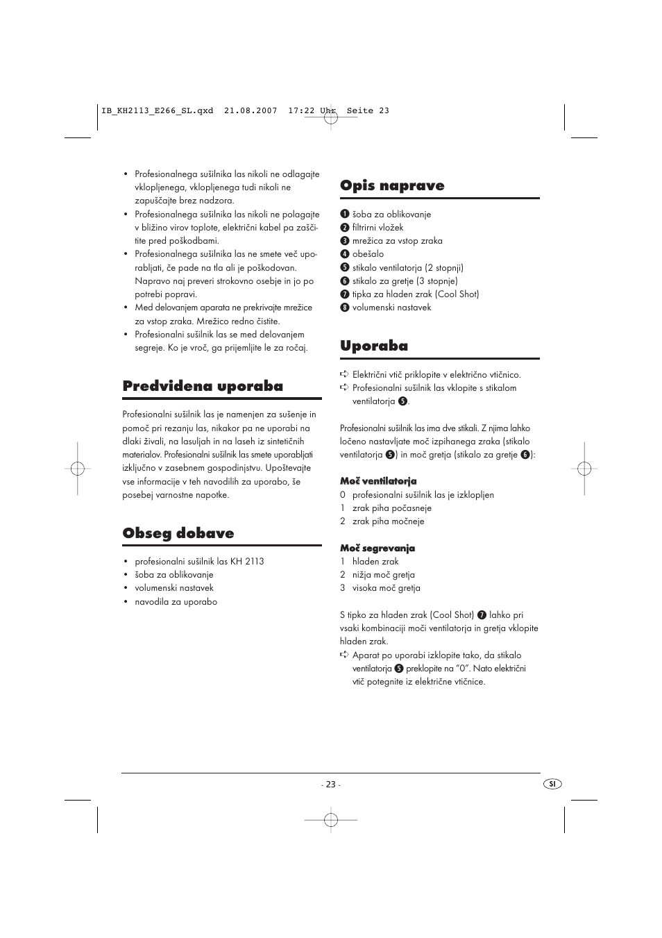 Predvidena uporaba, Obseg dobave, Opis naprave | Uporaba | Kompernass KH 1149 User Manual | Page 23 / 50