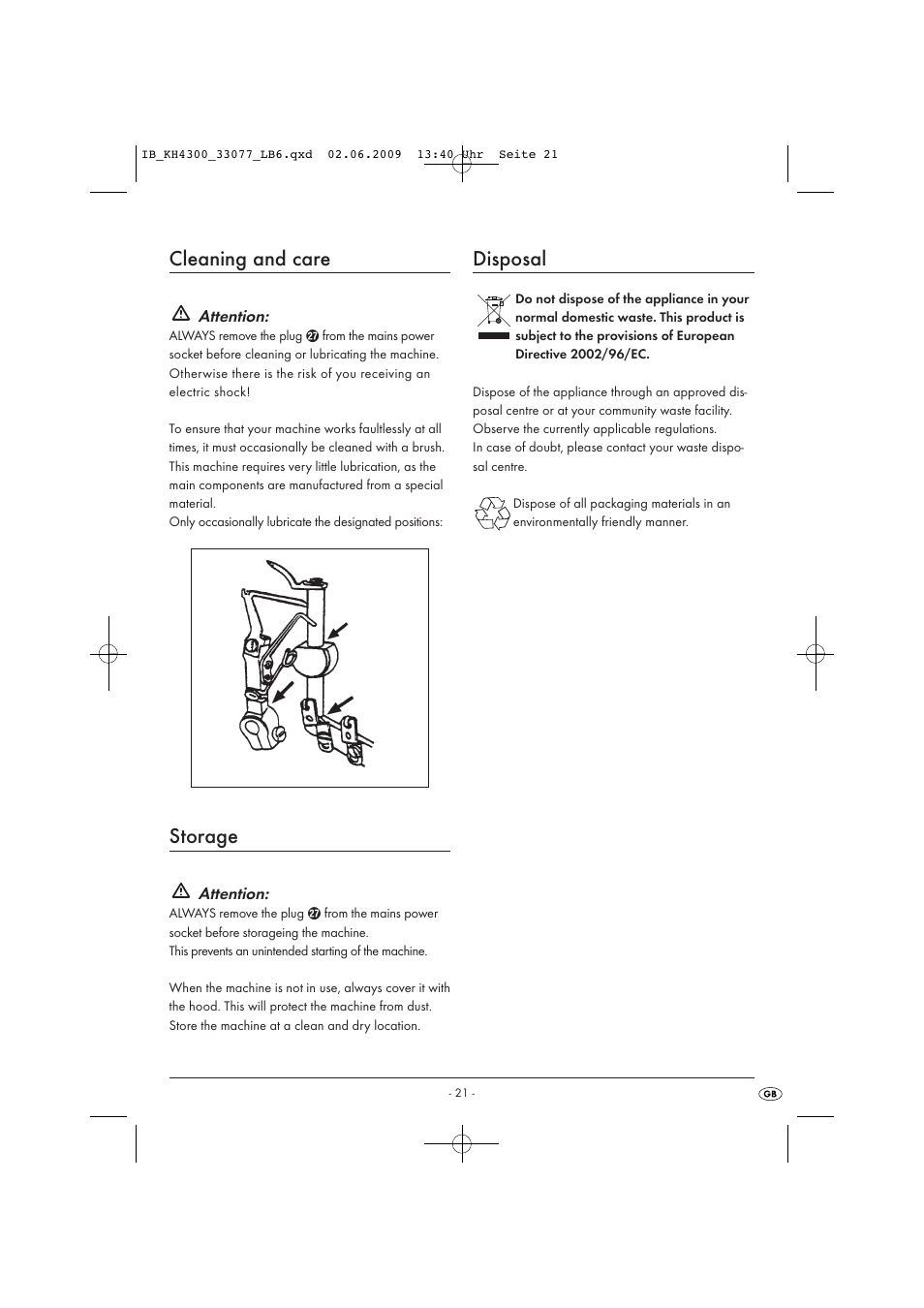 Cleaning and care, Storage, Disposal | Kompernass KH 4300 User Manual | Page 23 / 24
