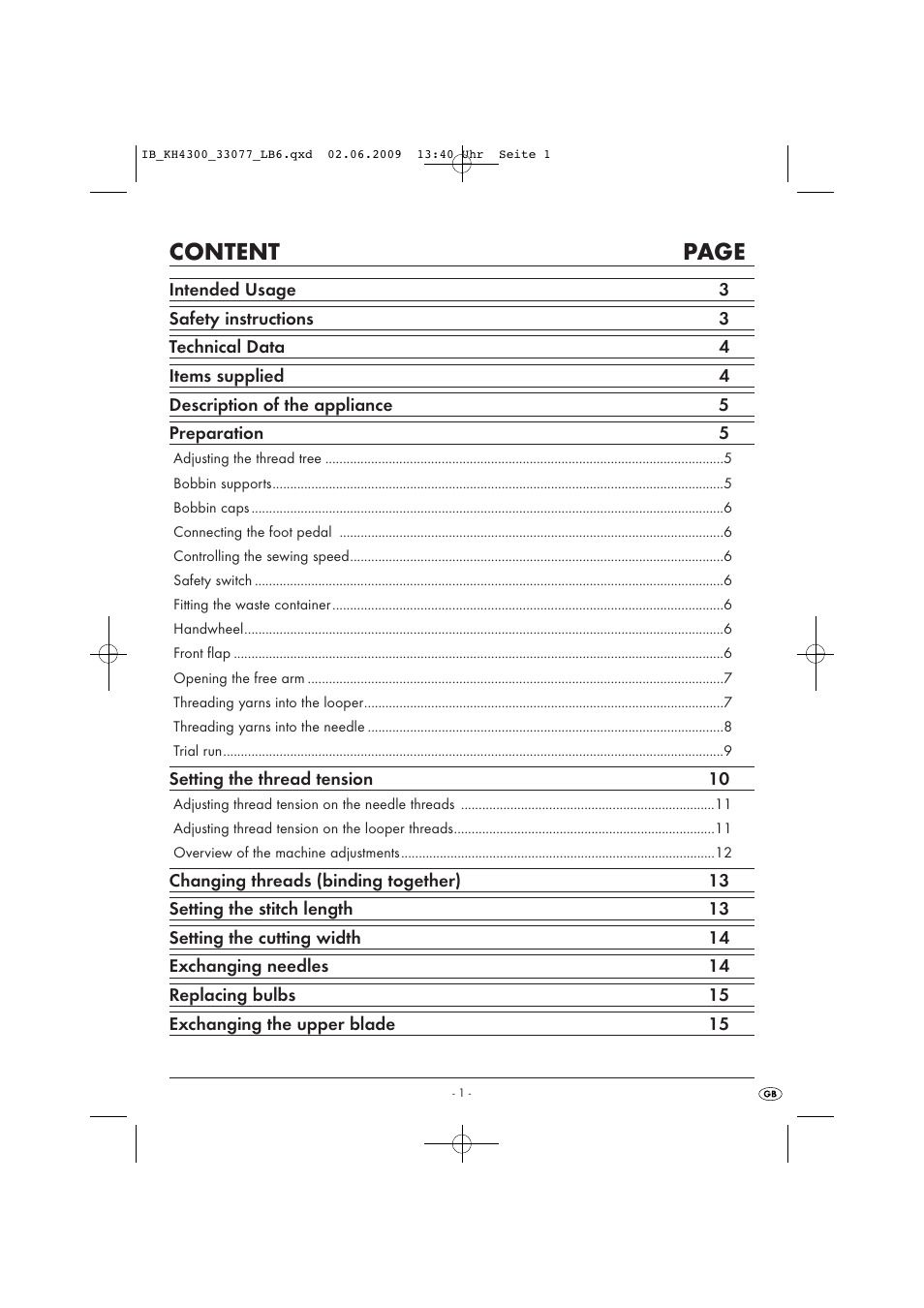Content page | Kompernass KH 4300 User Manual | Page 3 / 24