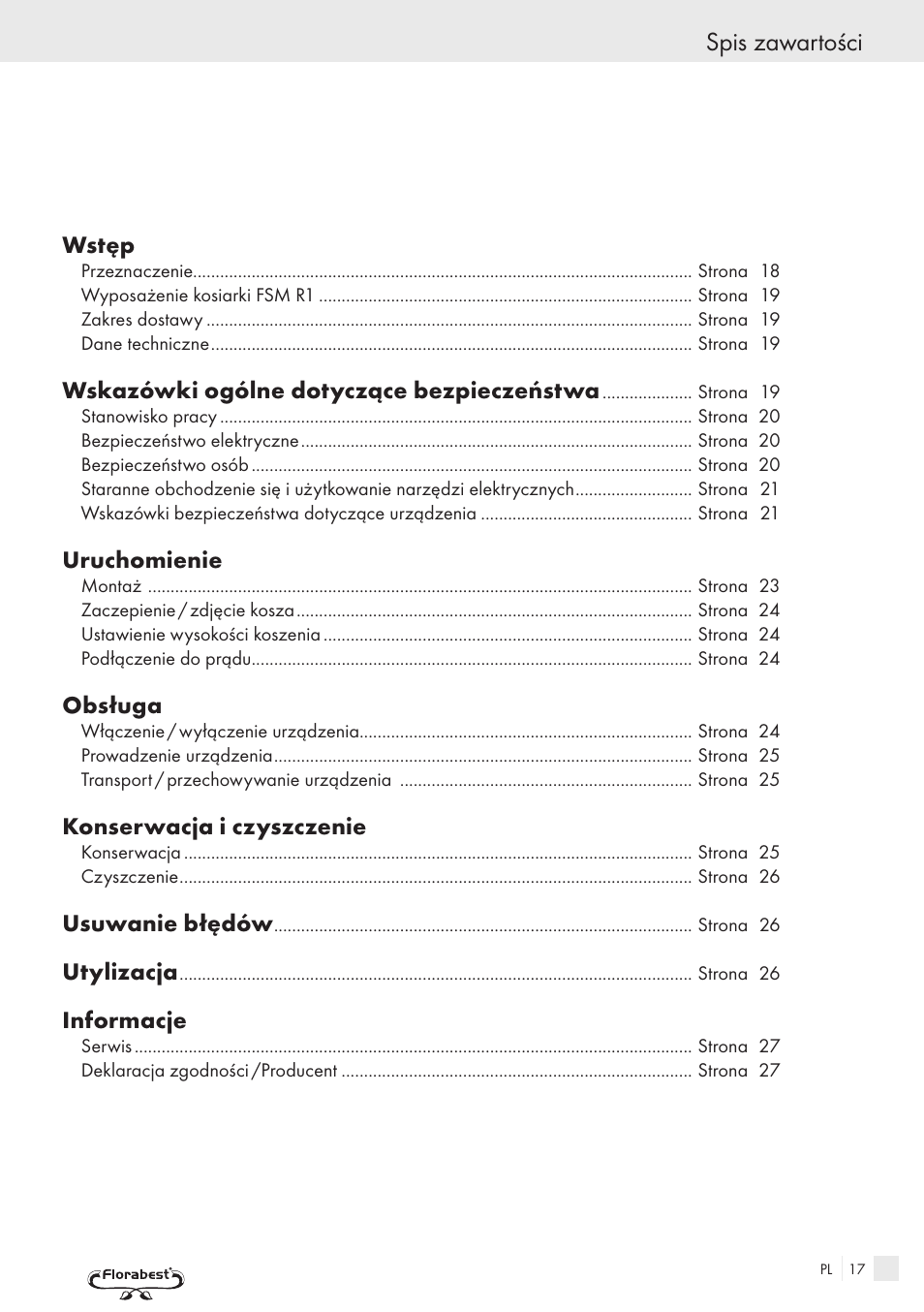 Spis zawartości | Kompernass FSM R1 User Manual | Page 15 / 90
