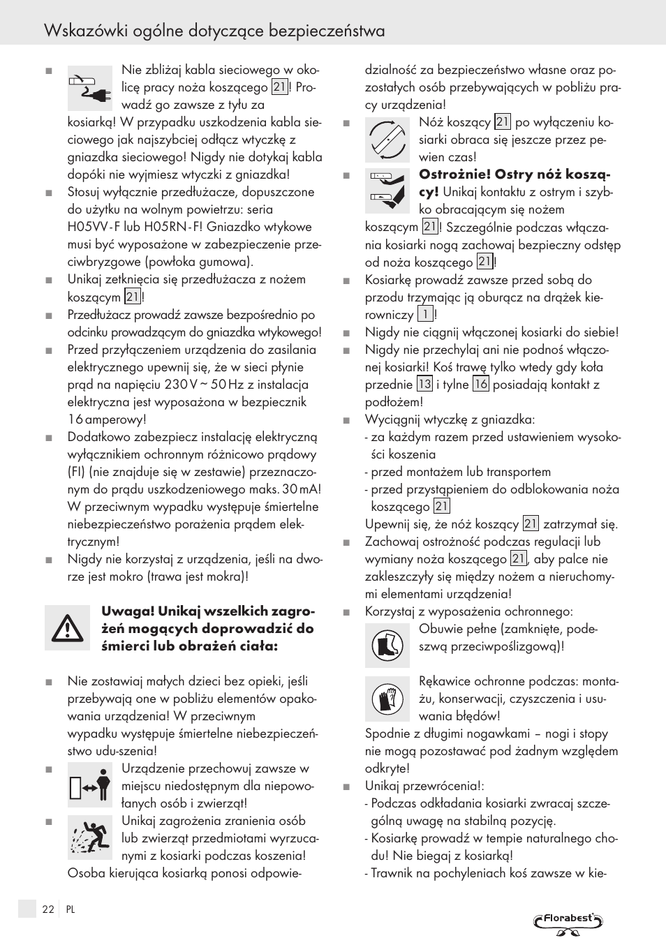 Wskazówki ogólne dotyczące bezpieczeństwa | Kompernass FSM R1 User Manual | Page 20 / 90