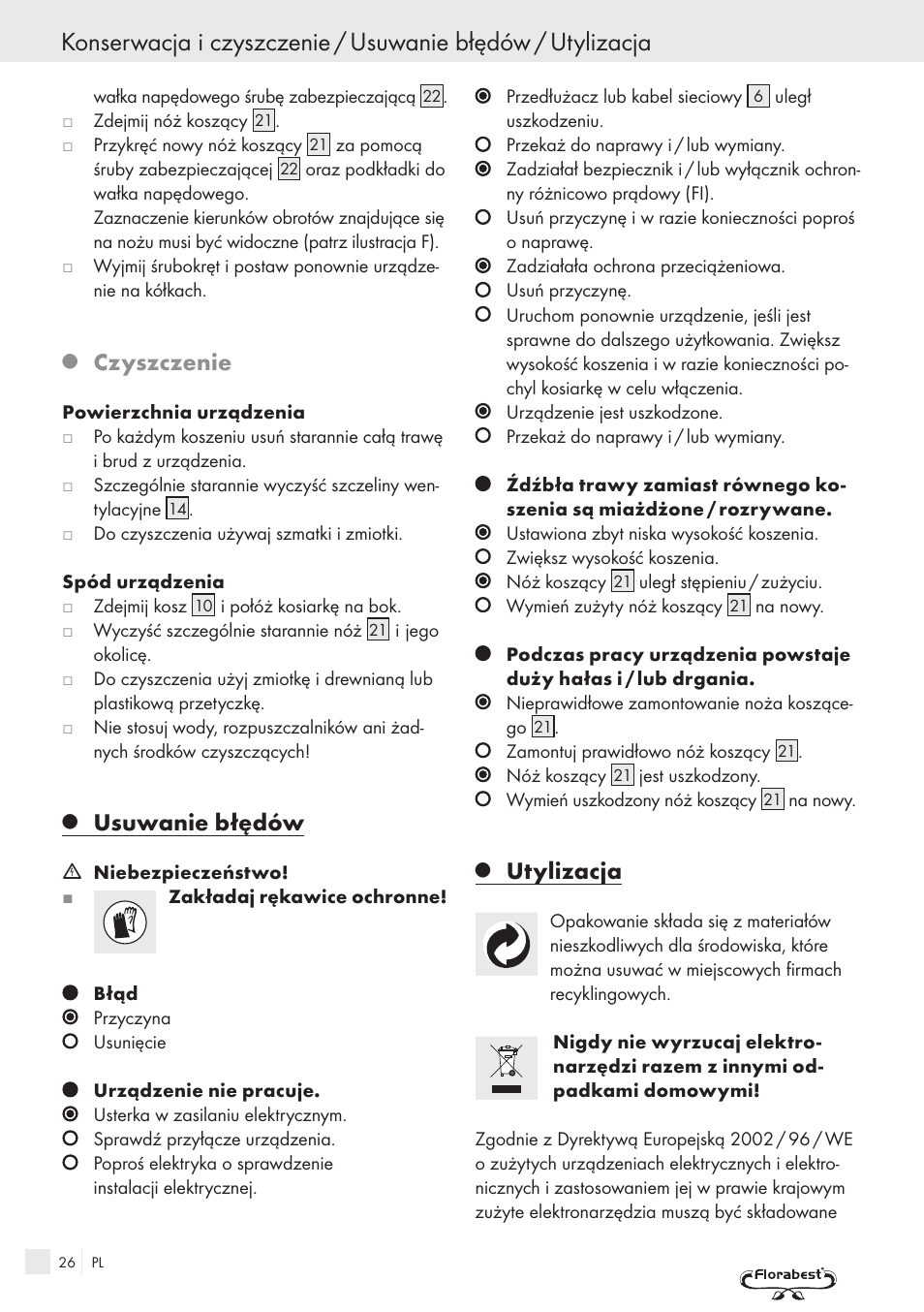 Czyszczenie, Usuwanie błędów, Utylizacja | Kompernass FSM R1 User Manual | Page 24 / 90