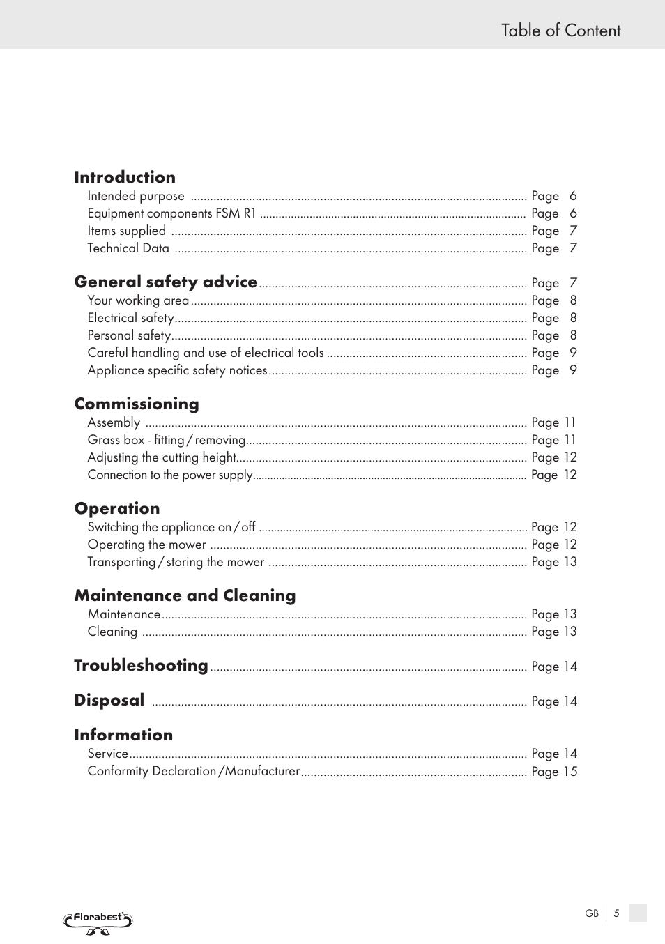 Table of content | Kompernass FSM R1 User Manual | Page 3 / 90