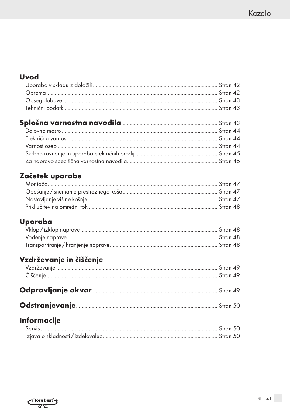 Kazalo | Kompernass FSM R1 User Manual | Page 39 / 90