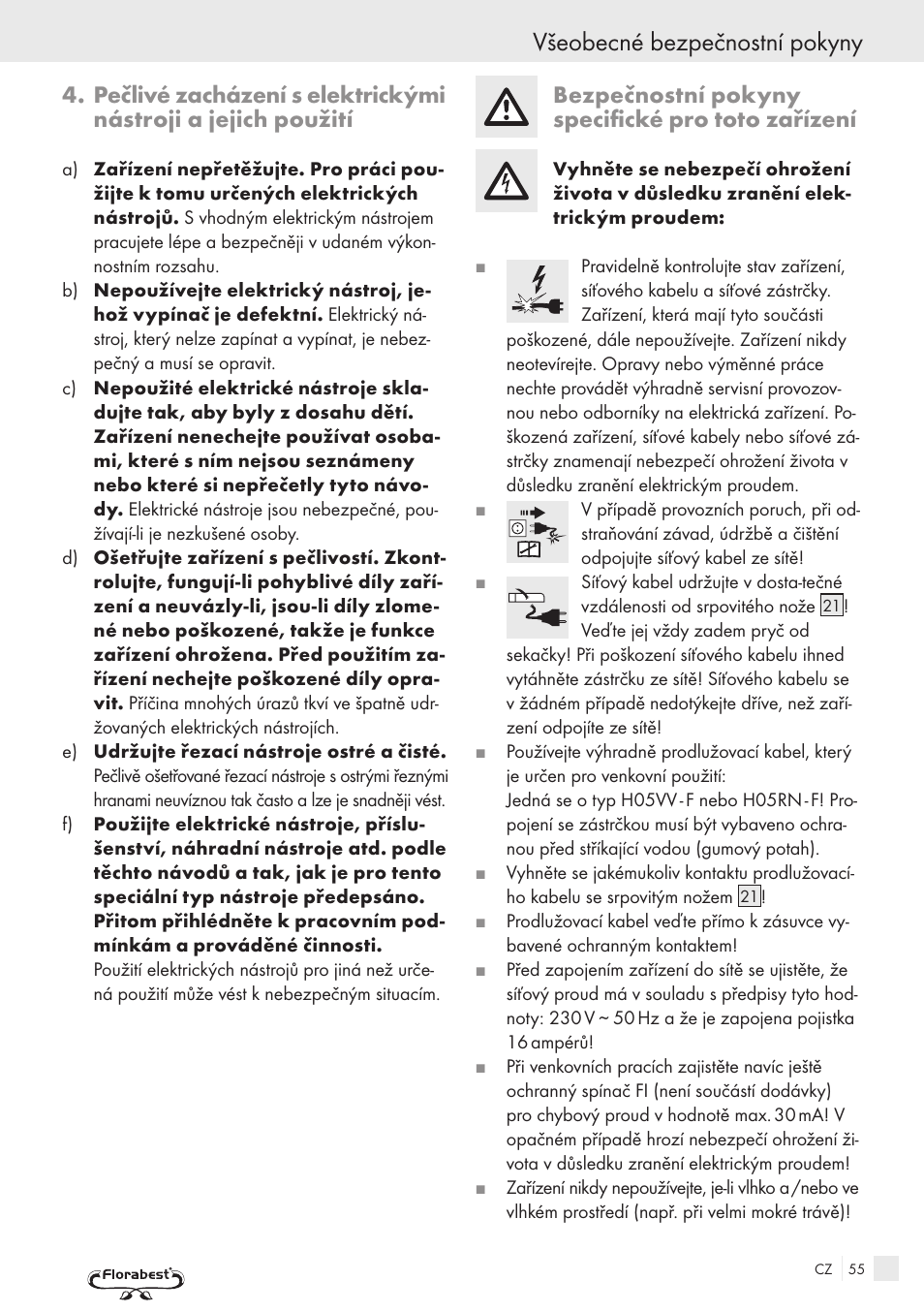 Všeobecné bezpečnostní pokyny, Bezpečnostní pokyny specifické pro toto zařízení | Kompernass FSM R1 User Manual | Page 53 / 90