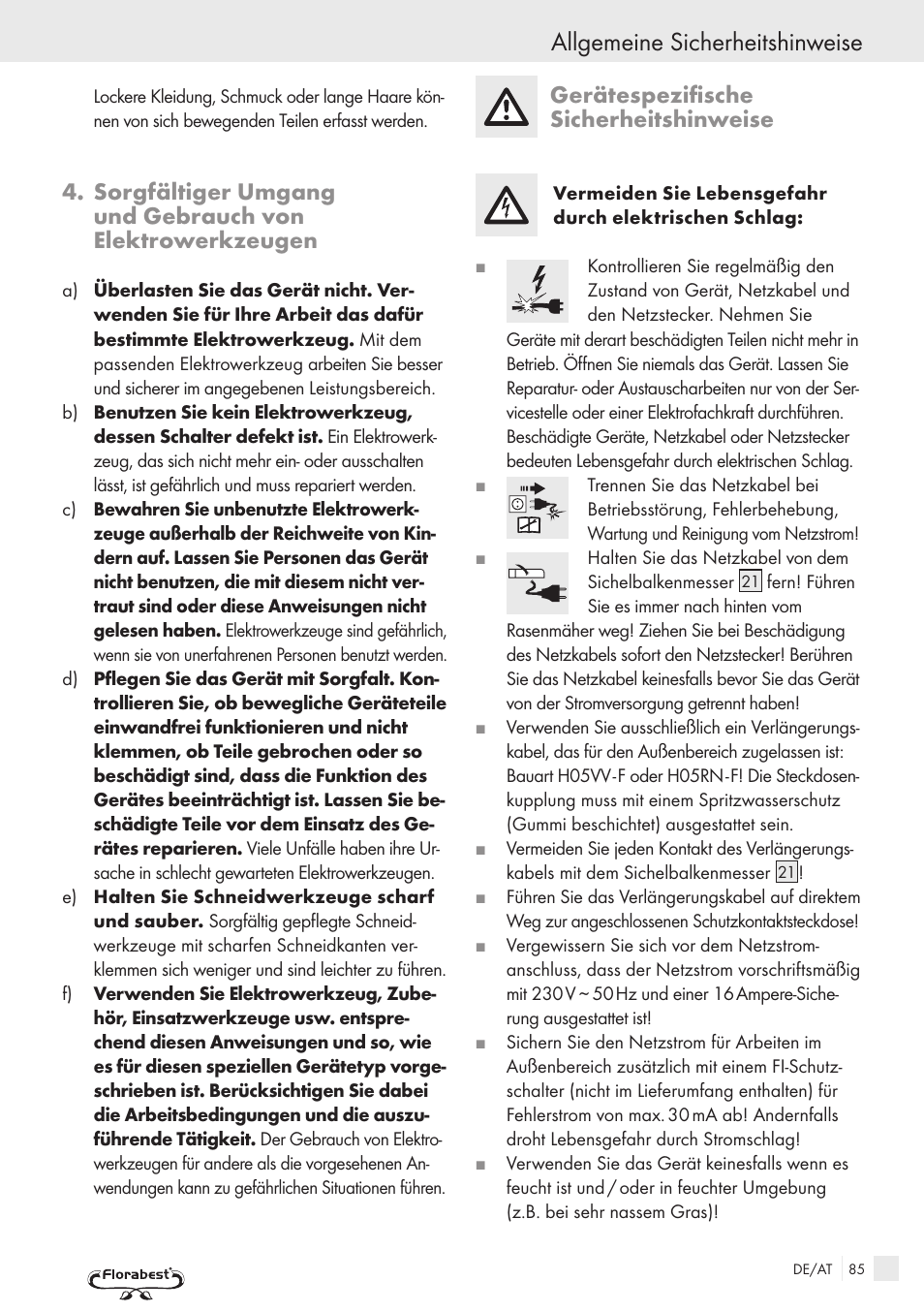 Allgemeine sicherheitshinweise, Gerätespezifische sicherheitshinweise | Kompernass FSM R1 User Manual | Page 83 / 90