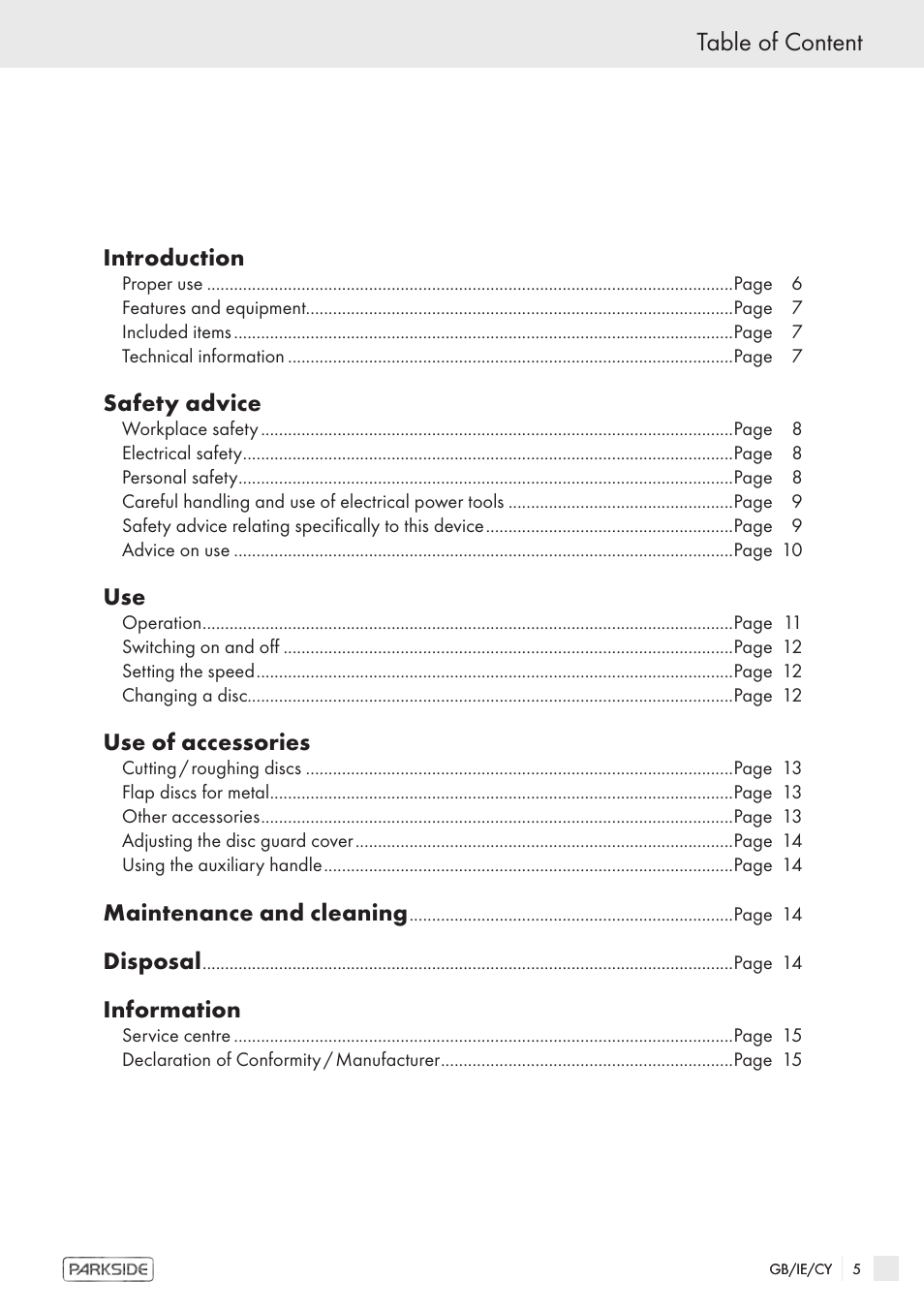 Table of content | Kompernass PWS 1200 User Manual | Page 3 / 14