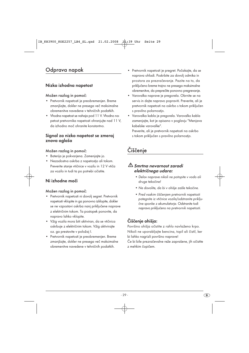 Odprava napak, Čiščenje | Kompernass KH 3900 User Manual | Page 31 / 62