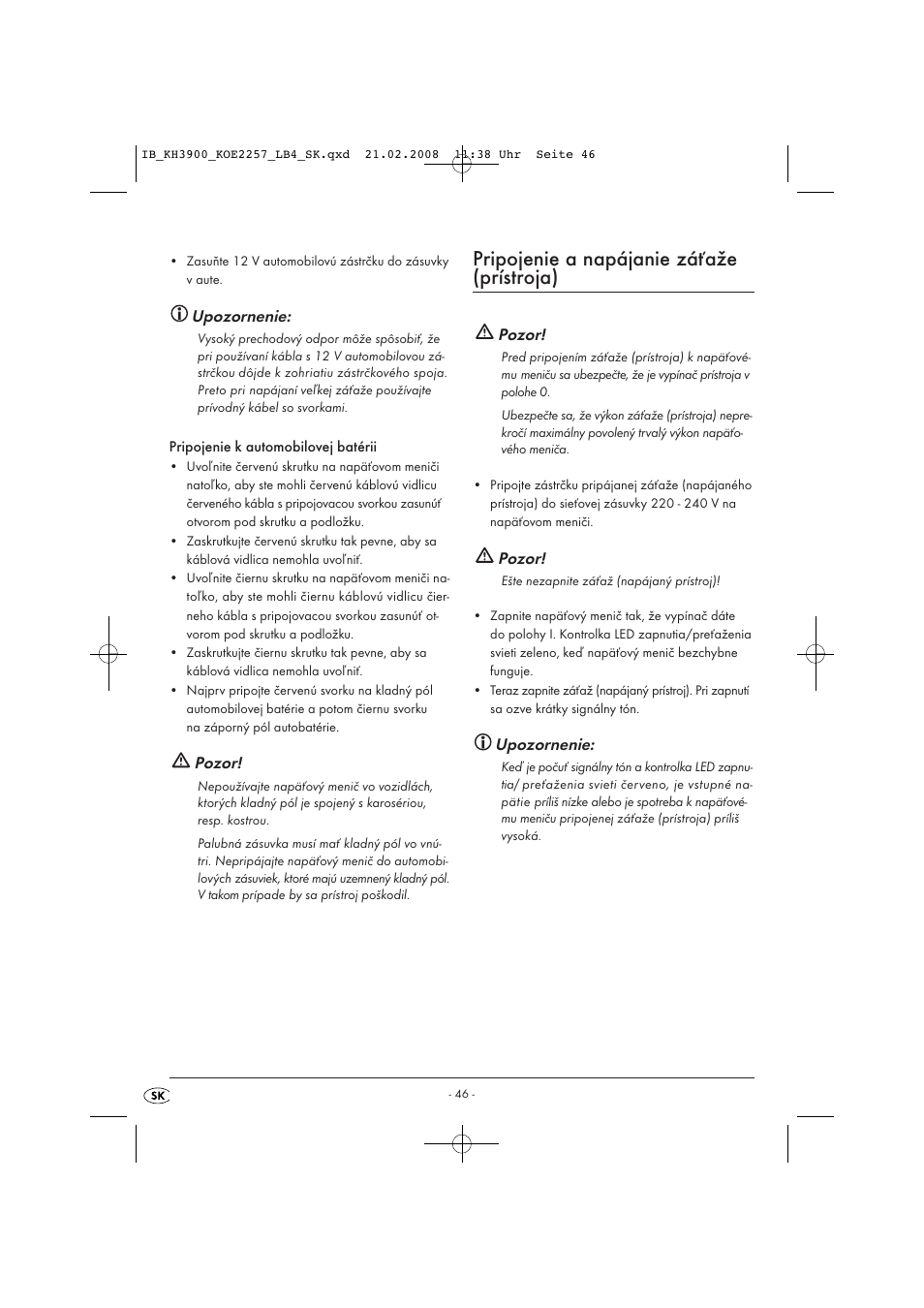 Pripojenie a napájanie záťaže (prístroja) | Kompernass KH 3900 User Manual | Page 48 / 62