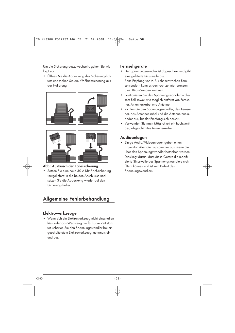 Allgemeine fehlerbehandlung | Kompernass KH 3900 User Manual | Page 60 / 62