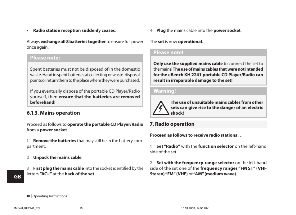 Kompernass eBench KH 2241 User Manual | Page 10 / 16
