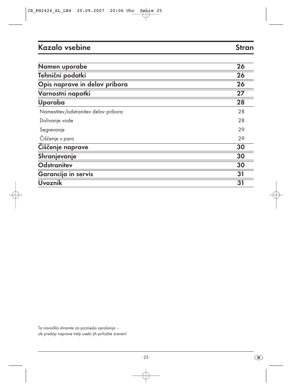 Kazalo vsebine stran | Kompernass KH 2424 User Manual | Page 27 / 66