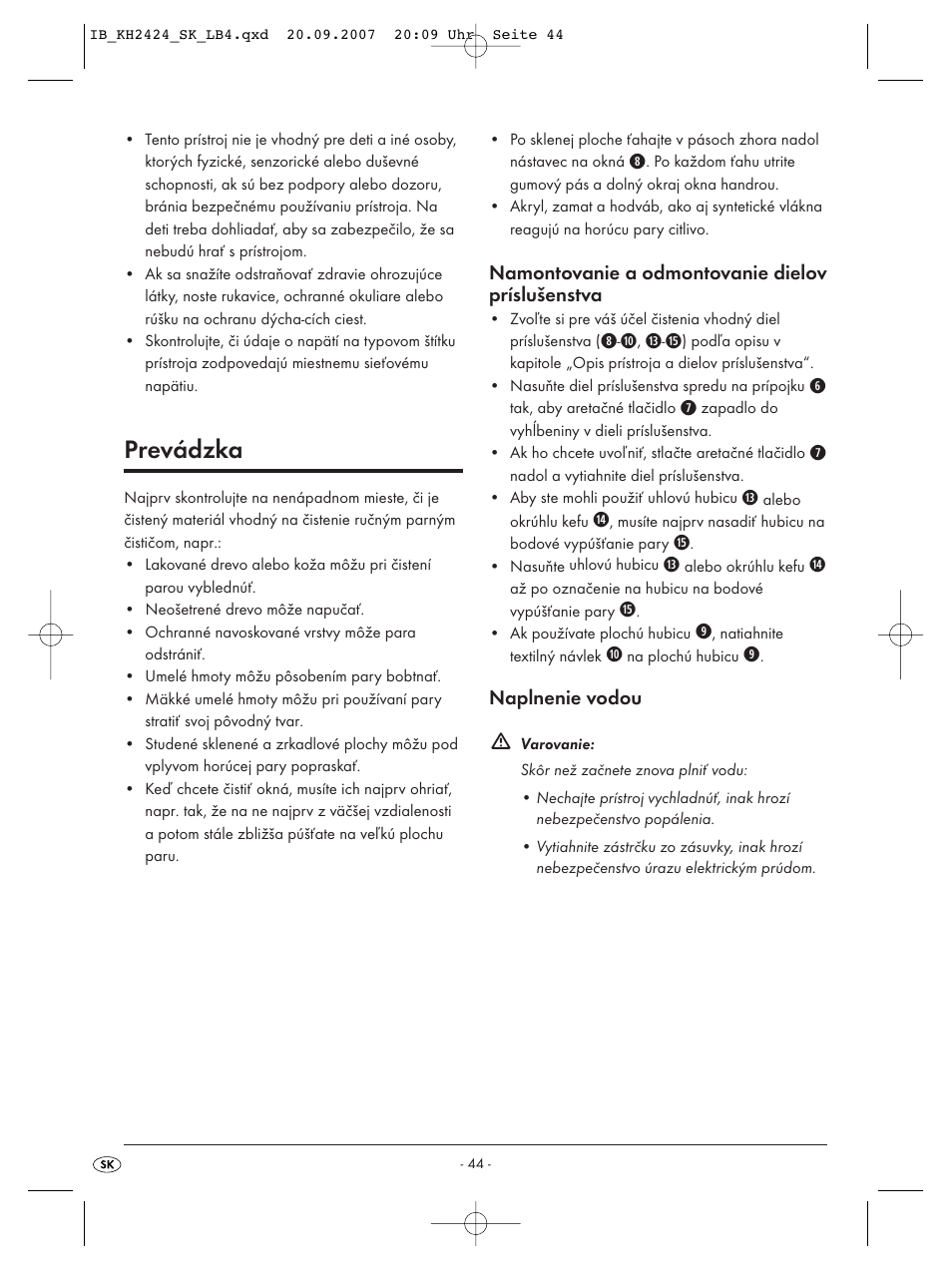 Prevádzka | Kompernass KH 2424 User Manual | Page 46 / 66