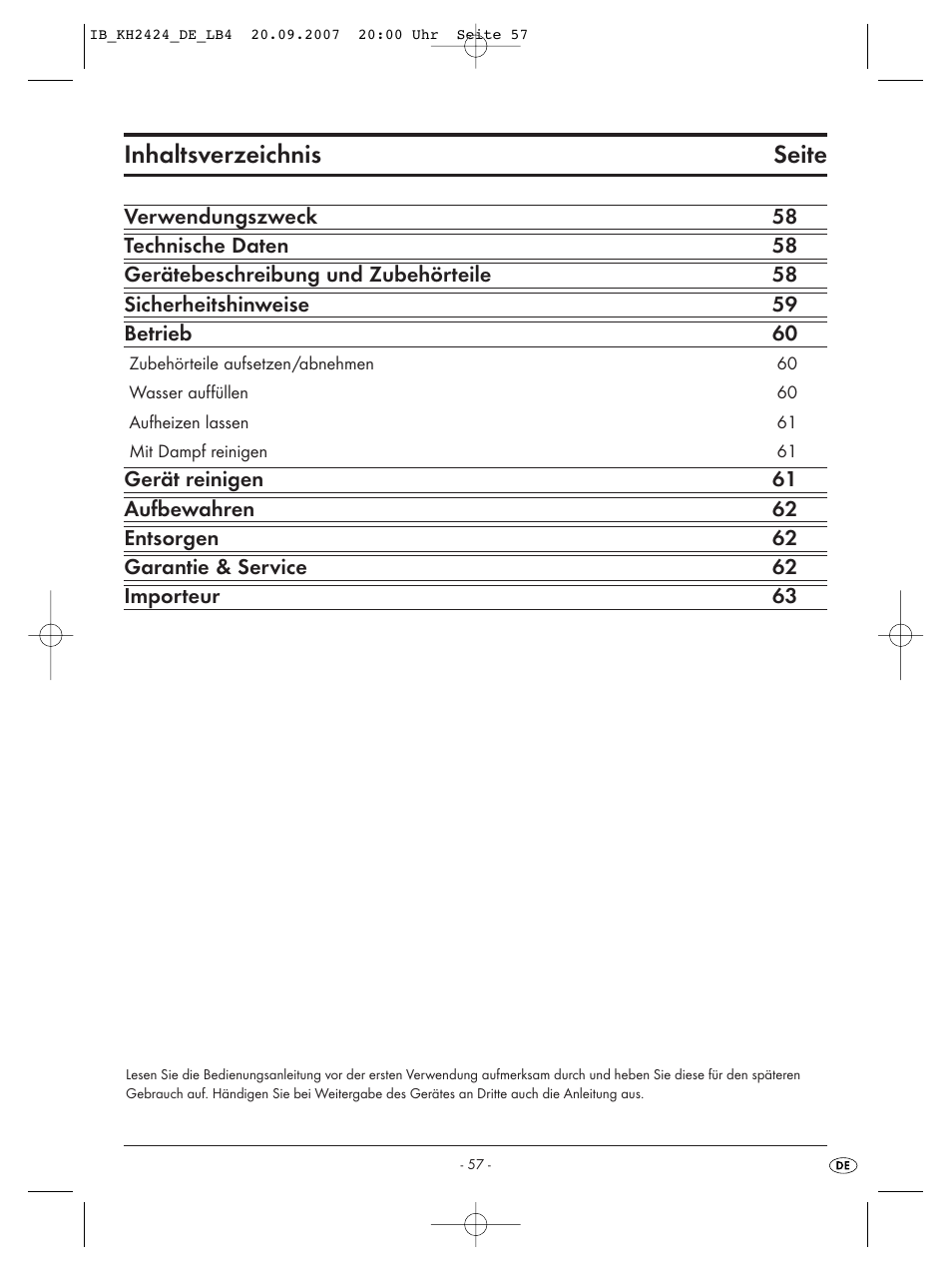 Inhaltsverzeichnis seite | Kompernass KH 2424 User Manual | Page 59 / 66