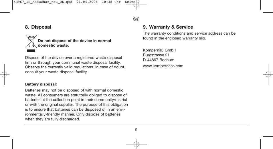 Kompernass KH 967 User Manual | Page 9 / 10