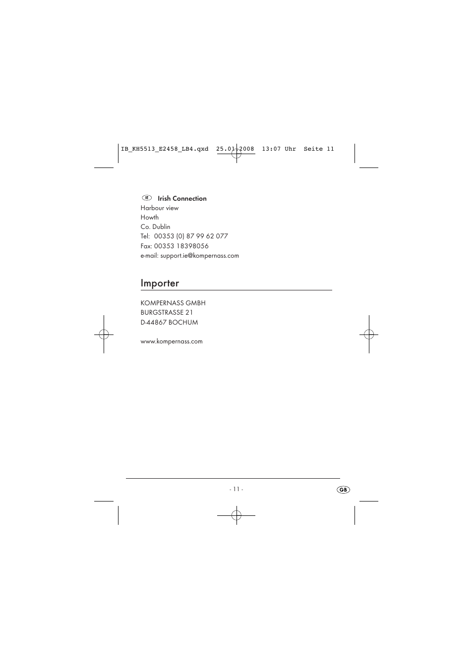 Importer | Kompernass KH 5513 User Manual | Page 13 / 90