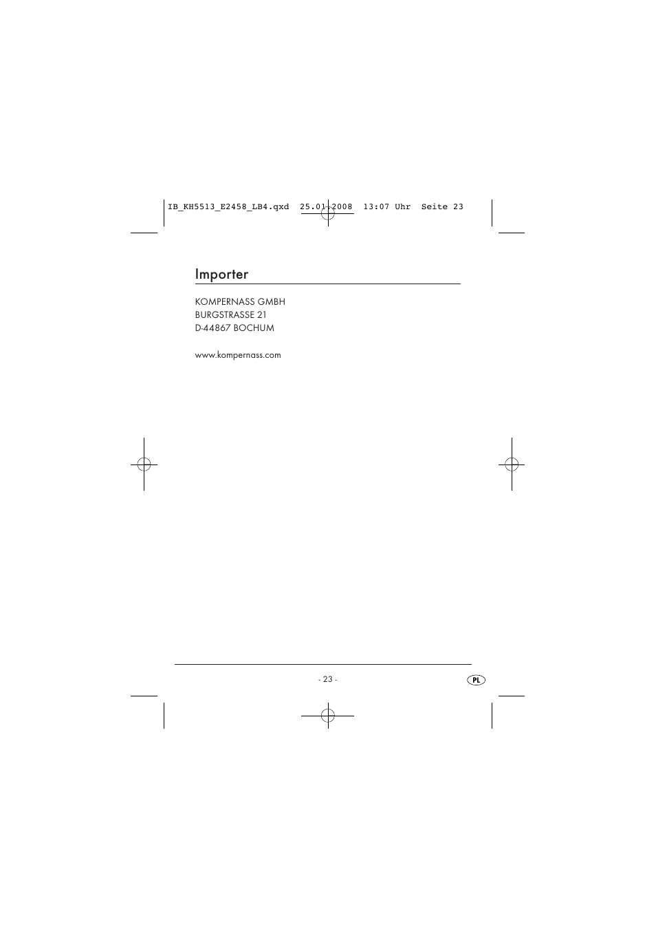 Importer | Kompernass KH 5513 User Manual | Page 25 / 90