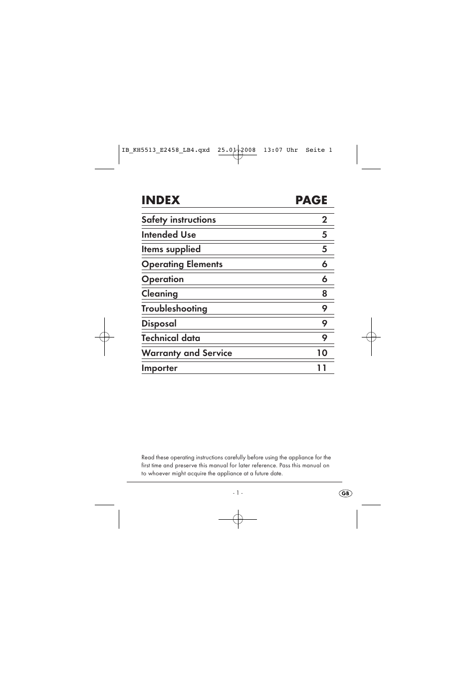 Index page | Kompernass KH 5513 User Manual | Page 3 / 90