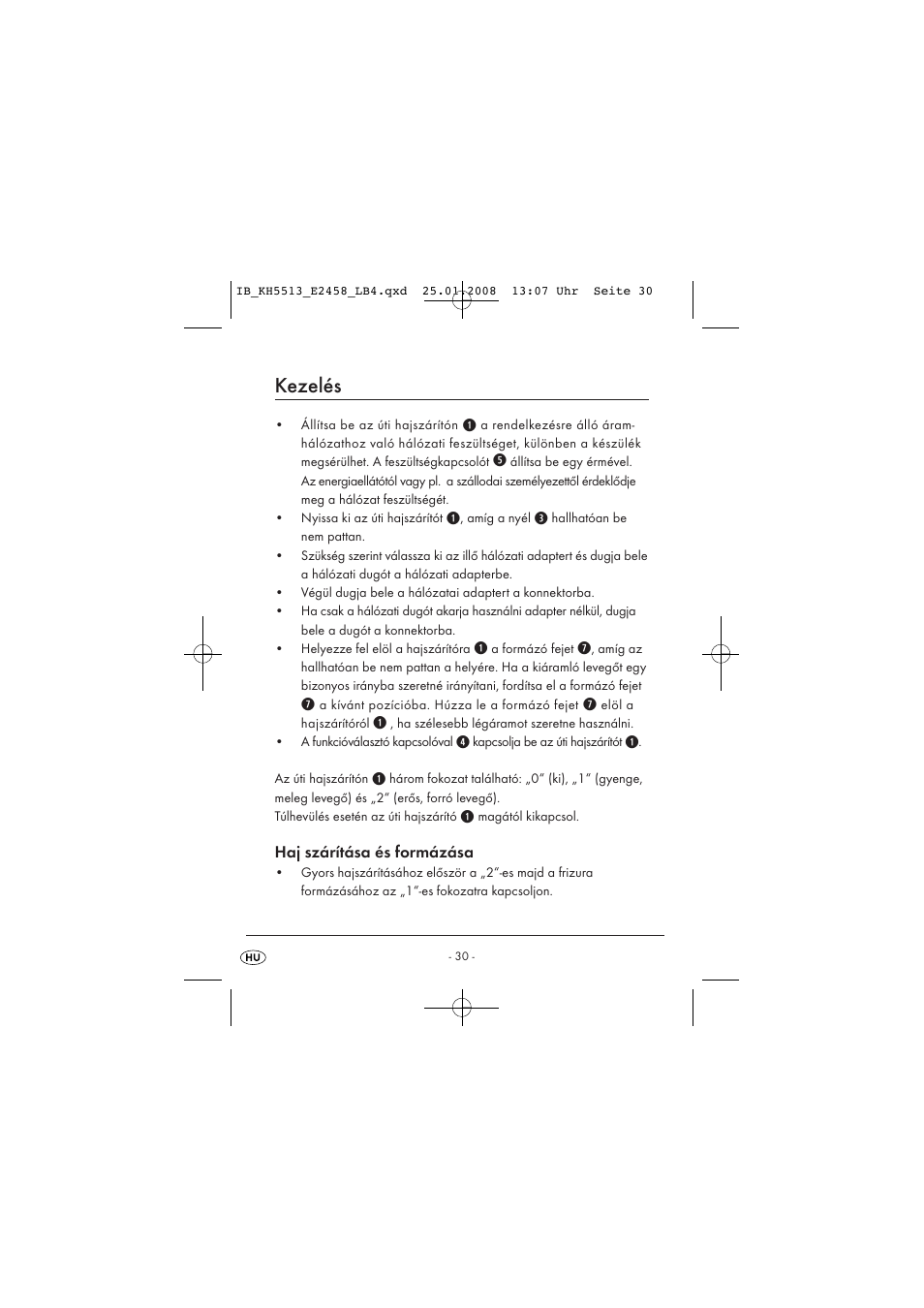 Kezelés | Kompernass KH 5513 User Manual | Page 32 / 90