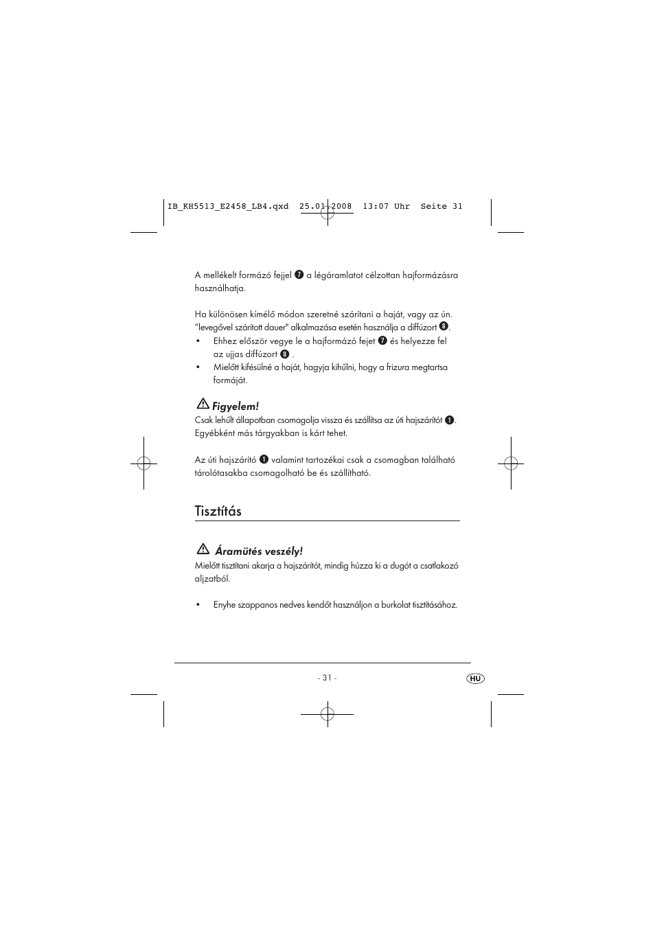 Tisztítás | Kompernass KH 5513 User Manual | Page 33 / 90