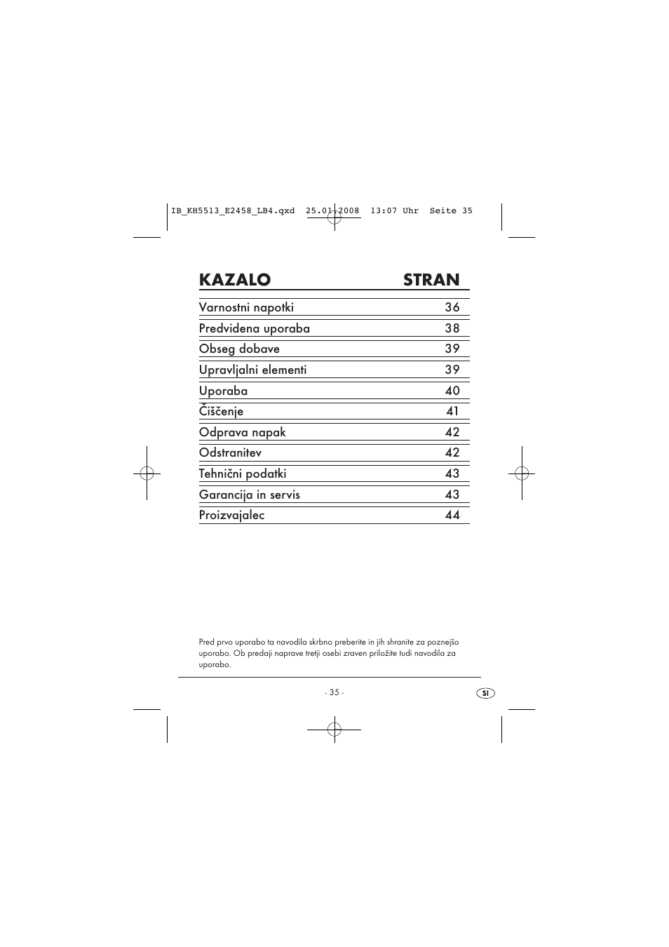 Kazalo stran | Kompernass KH 5513 User Manual | Page 37 / 90