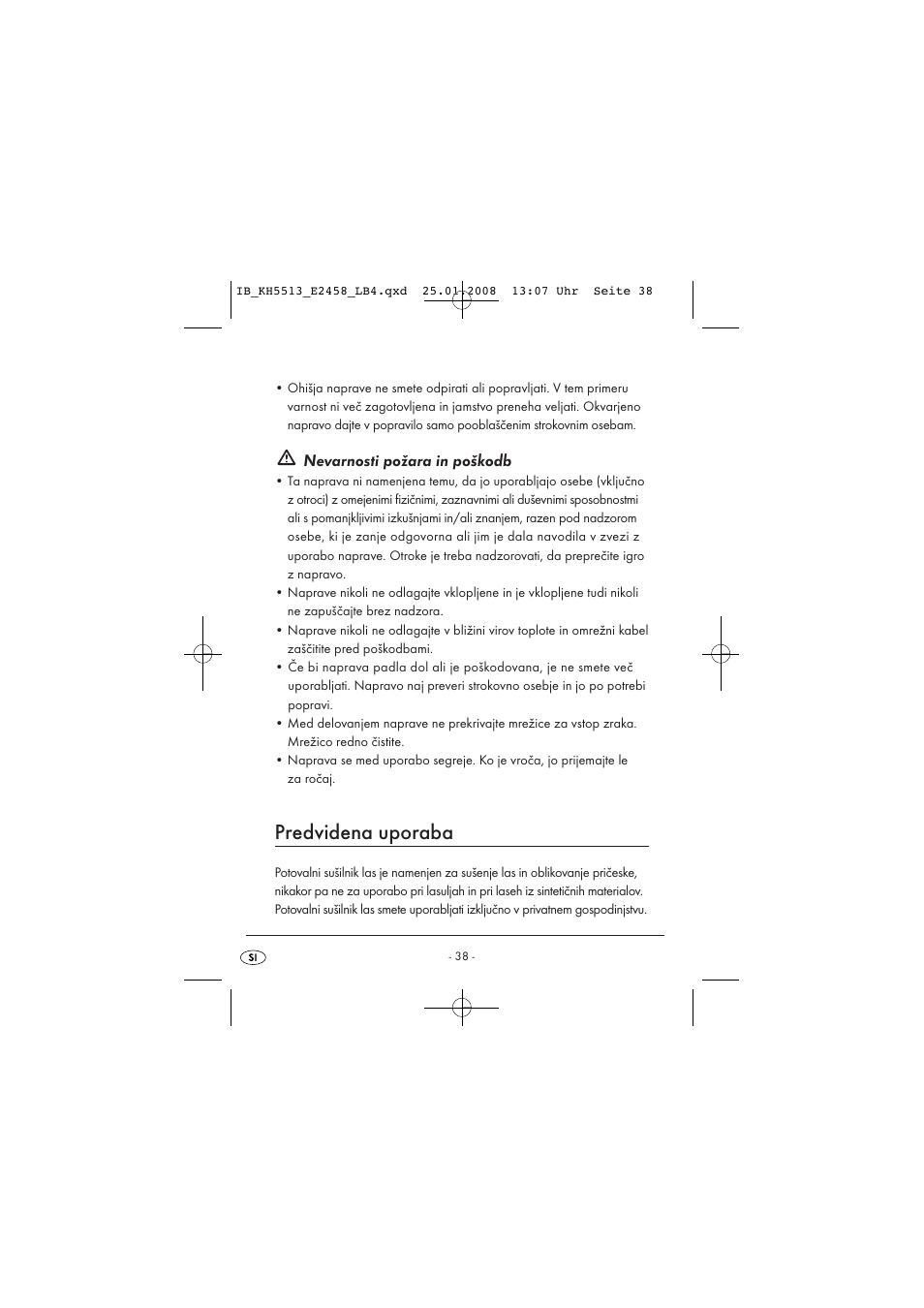 Predvidena uporaba | Kompernass KH 5513 User Manual | Page 40 / 90